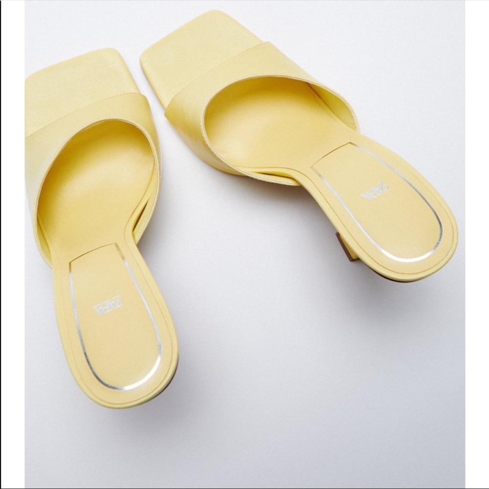 Zara square Toes yellow mules